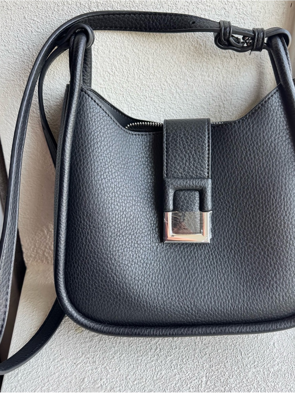 Mystique Boutique Black Shoulder Bag with Silver Hardware